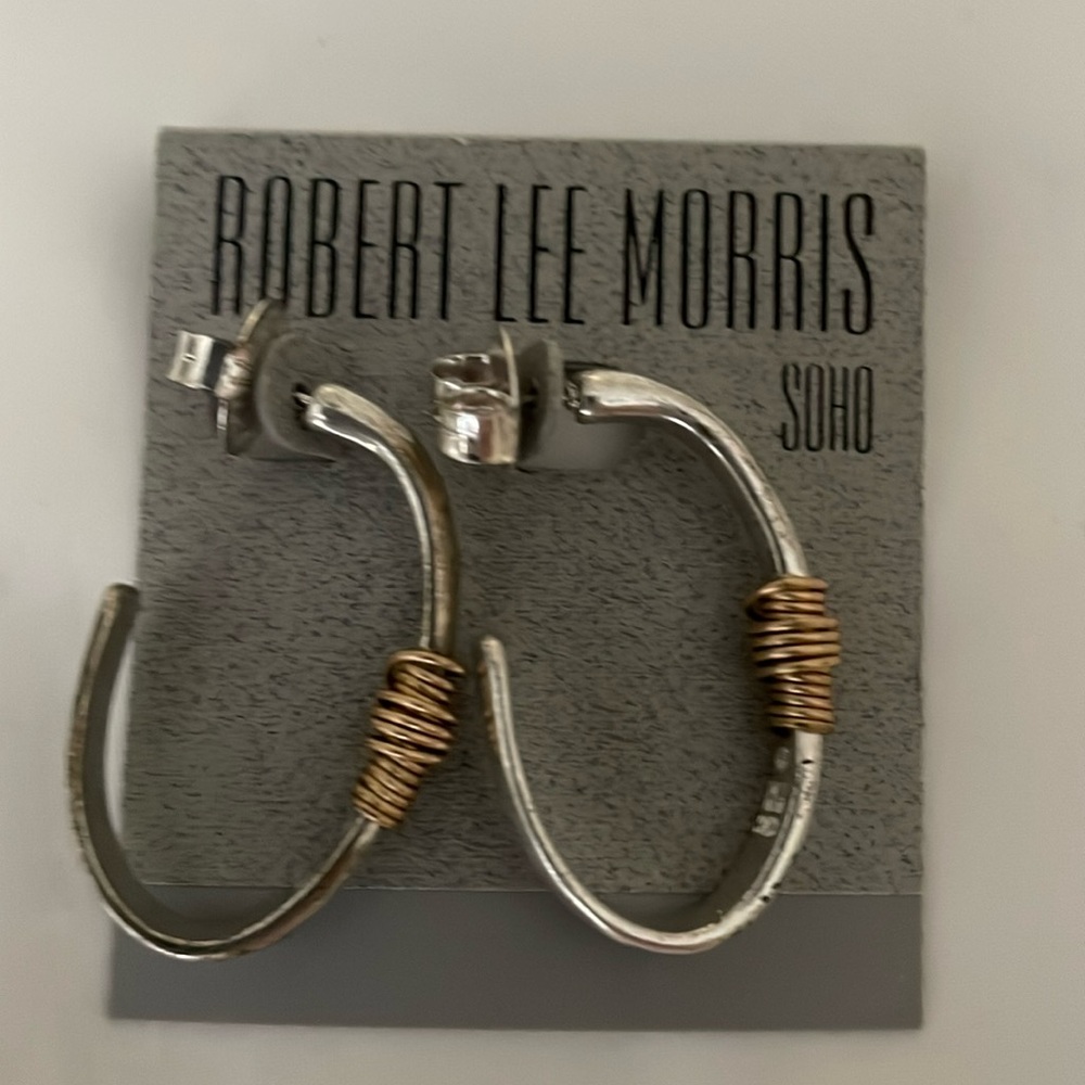 Robert Lee Morris silver elongated hoops for pierced ears